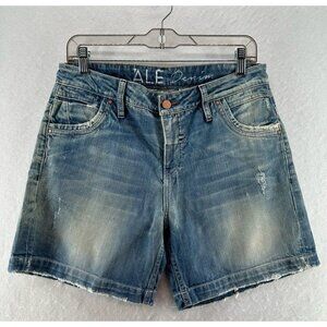 ALE Denim Shorts Womens Size 28 Boyfriend Distressed Light Washed Cotton Blue
